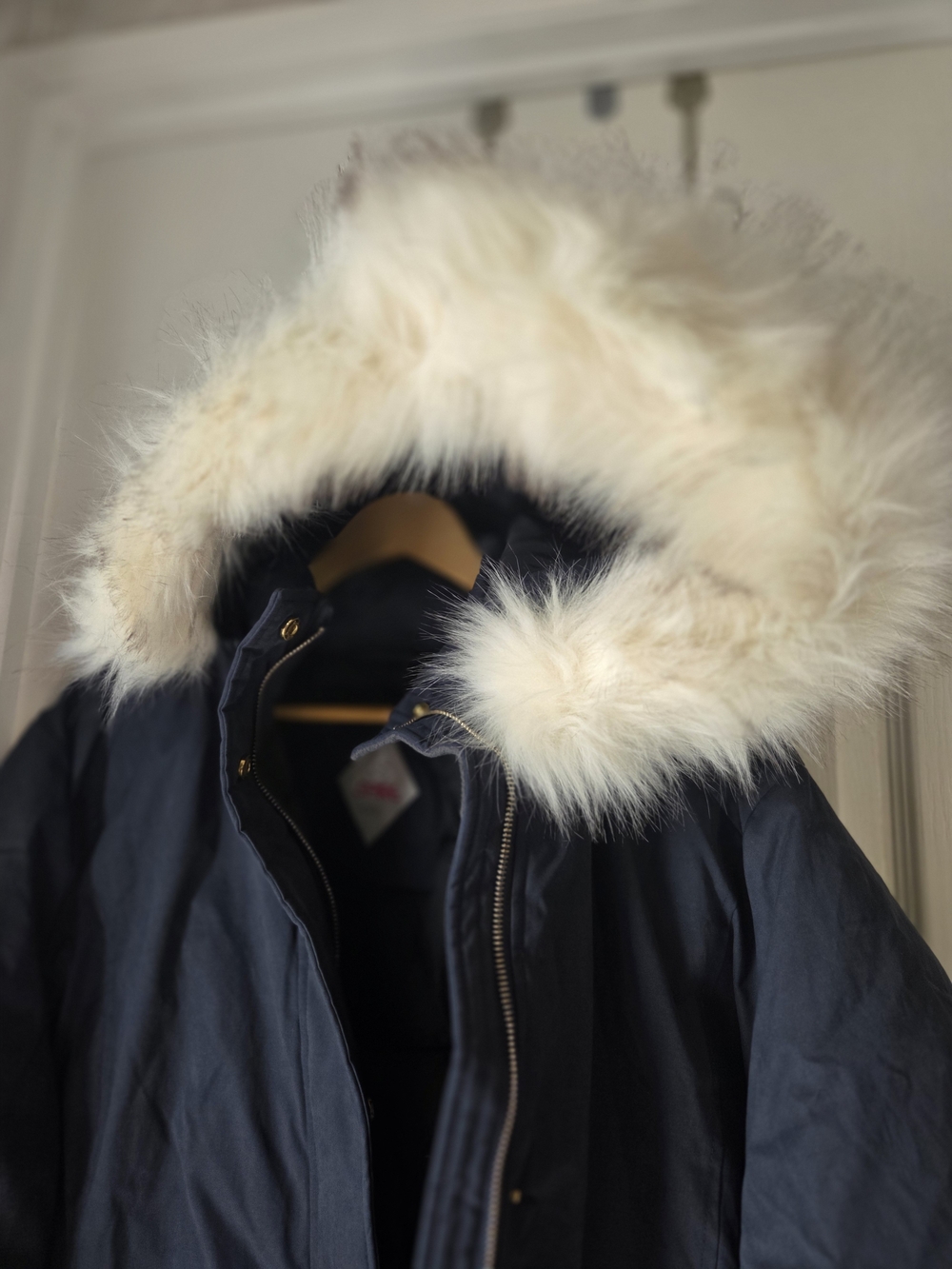 New With Tags Aspire Navy Blue Water Proof Heavy Coat with Faux Fur Trim Hood